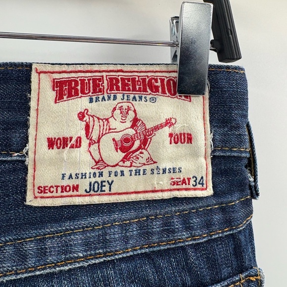 True Religion Y2K Joey World Tour low rise blue Twisted Seam bootcut Jeans 32x30 - Picture 12 of 16